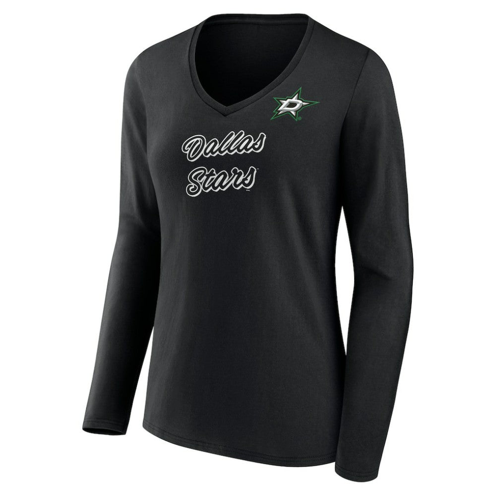 Dallas Stars Women's Forge Long Sleeve V-Neck T-Shirt - Black - NHL