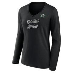Dallas Stars Women's Forge Long Sleeve V-Neck T-Shirt - Black - NHL