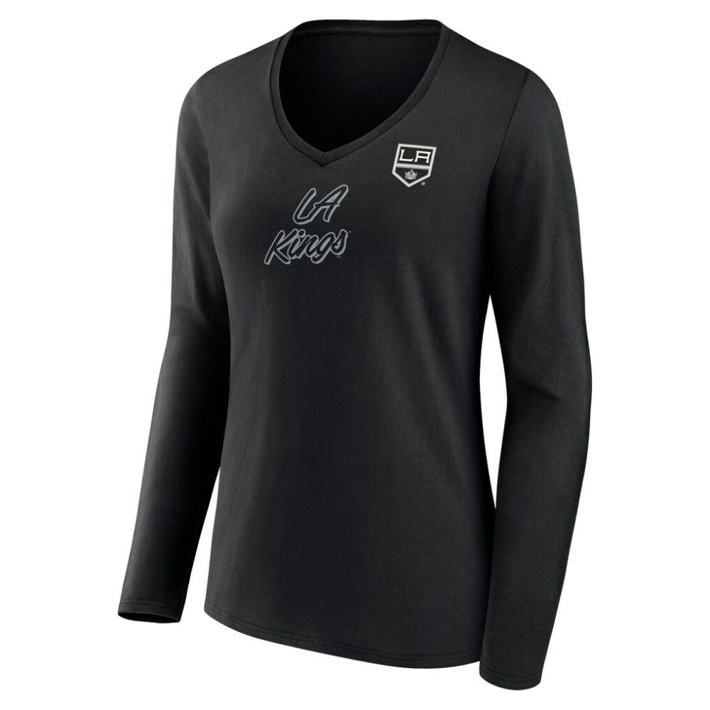 Los Angeles Kings Women's Forge Long Sleeve V-Neck T-Shirt - Black - NHL