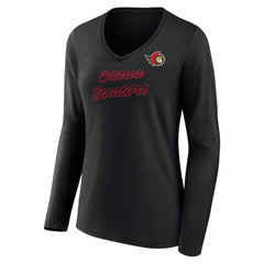 Ottawa Senators Women's Forge Long Sleeve V-Neck T-Shirt - Black - NHL