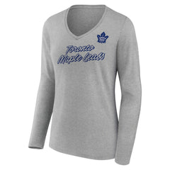 Toronto Maple Leafs Women's Forge Long Sleeve V-Neck T-Shirt - Heathered Gray - NHL