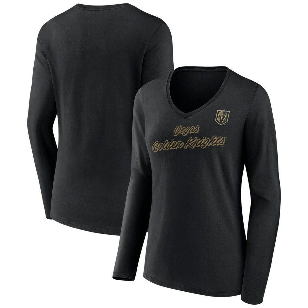 Vegas Golden Knights Women's Forge Long Sleeve V-Neck T-Shirt - Black - NHL