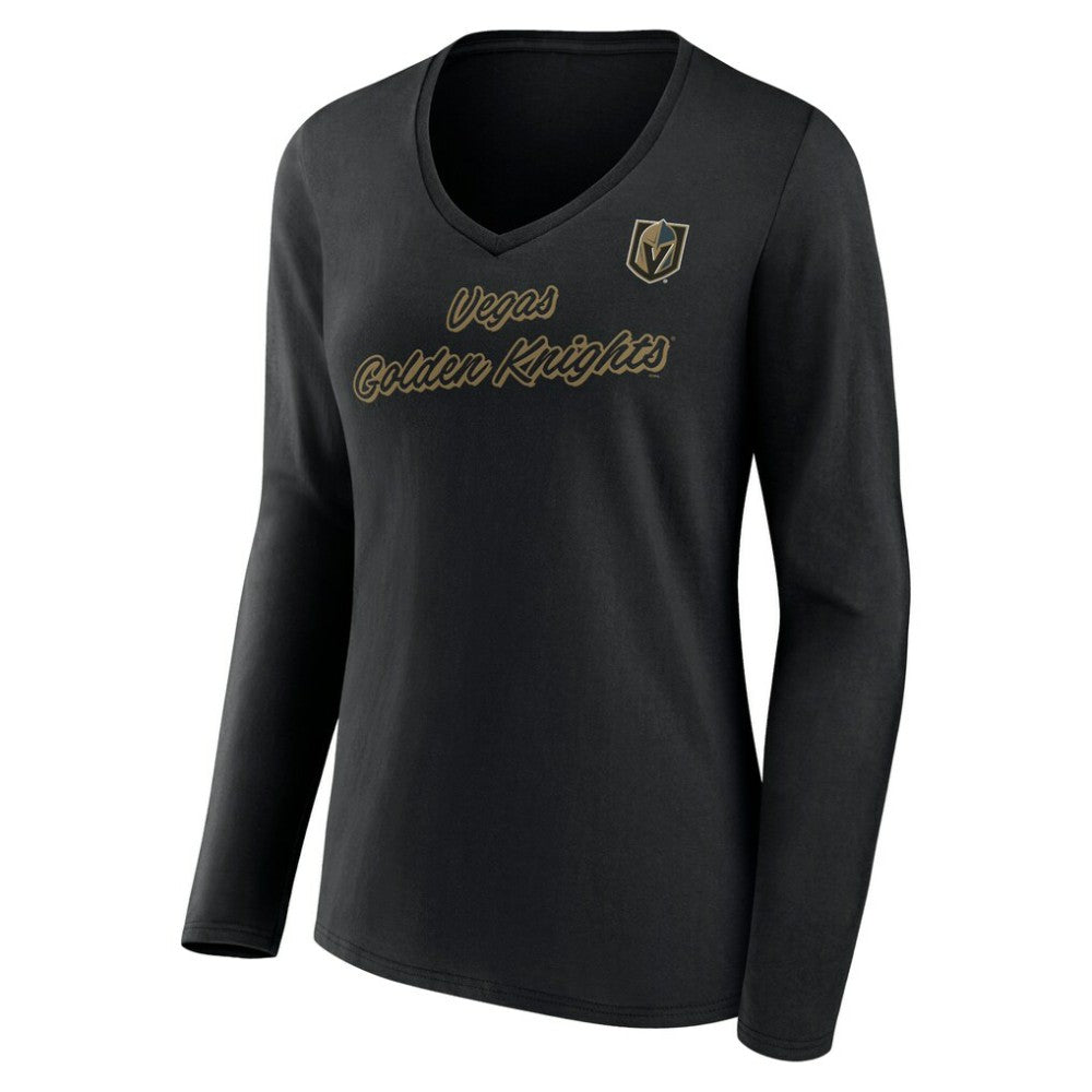 Vegas Golden Knights Women's Forge Long Sleeve V-Neck T-Shirt - Black - NHL