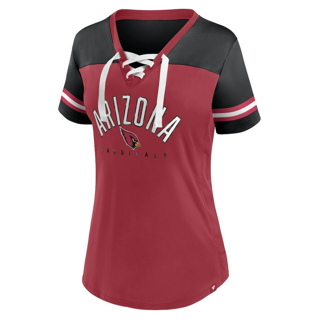 Arizona Cardinals Women's Blitz & Glam Lace-Up V-Neck Jersey T-Shirt Cardinal/Black | Fanatics