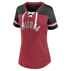 Arizona Cardinals Women's Blitz & Glam Lace-Up V-Neck Jersey T-Shirt Cardinal/Black | Fanatics