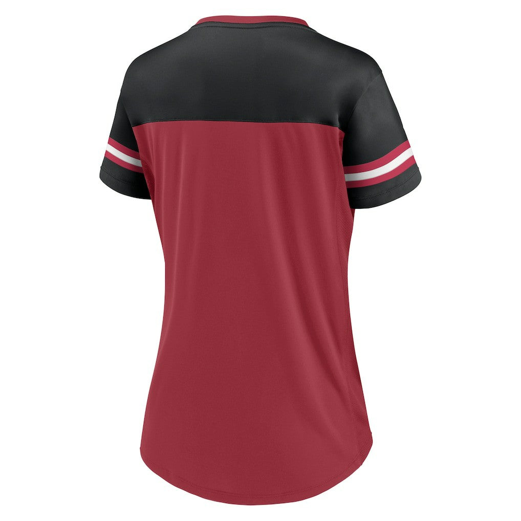 Arizona Cardinals Women's Blitz & Glam Lace-Up V-Neck Jersey T-Shirt Cardinal/Black | Fanatics