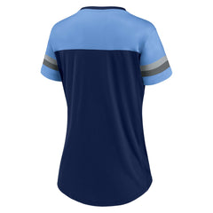 Tennessee Titans Women's Blitz & Glam Lace-Up V-Neck Jersey T-Shirt Navy/Light Blue | Fanatics