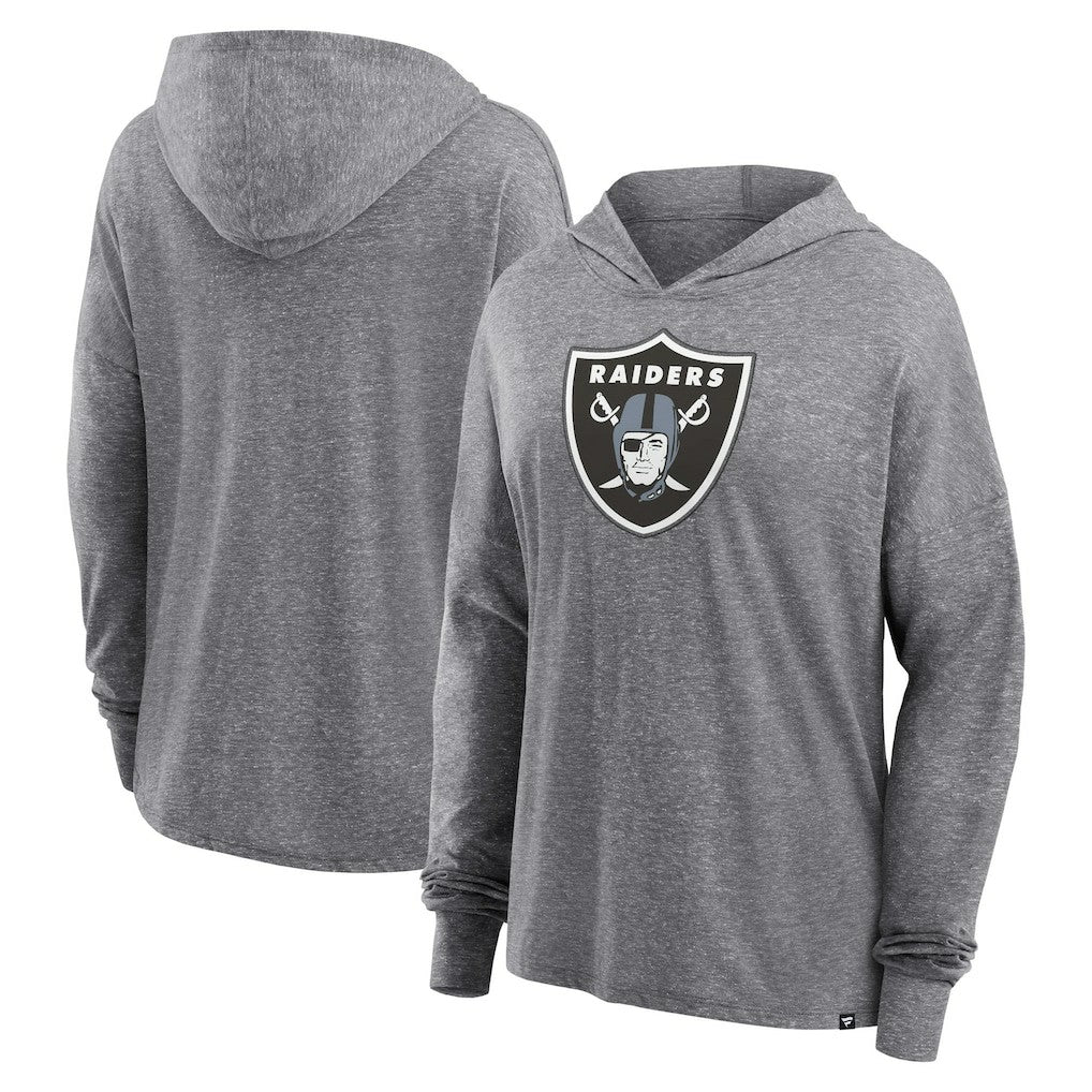 Las Vegas Raiders Women's Cozy Primary Pullover Hoodie Heather Gray | Fanatics