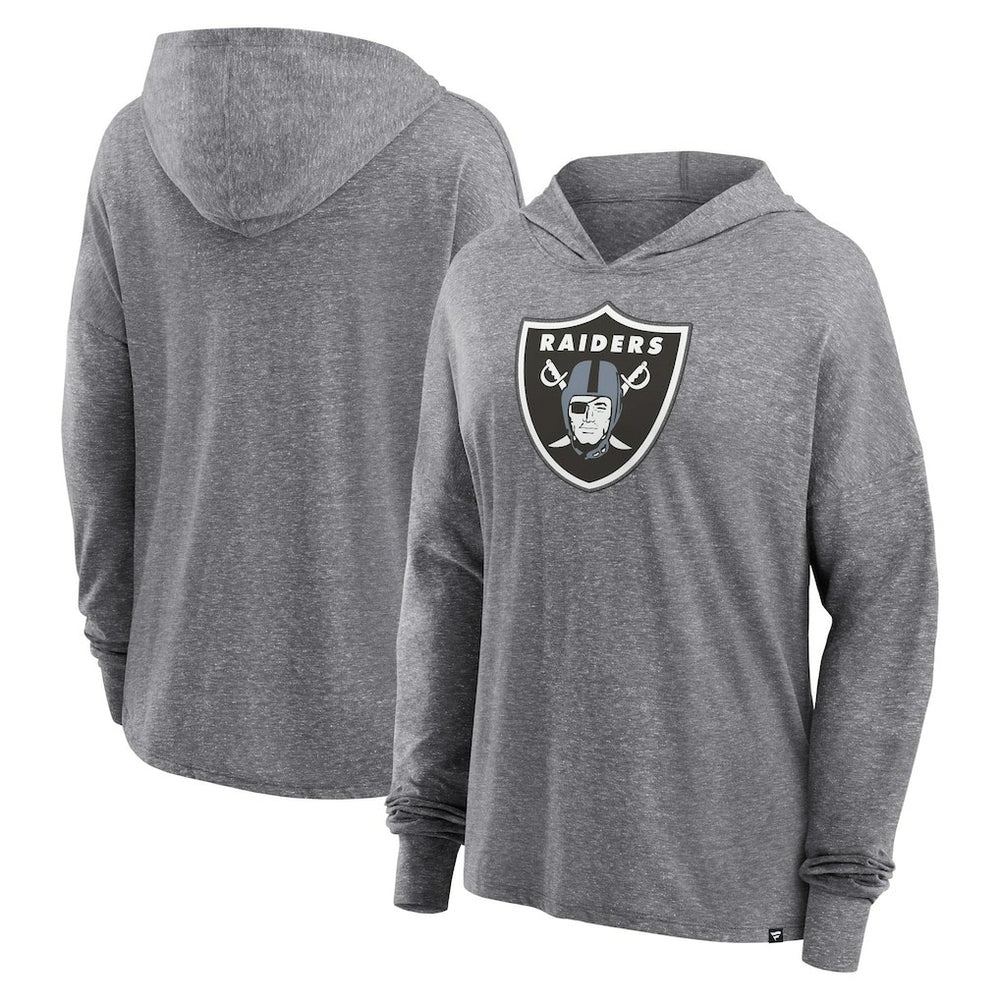 Las Vegas Raiders Women's Cozy Primary Pullover Hoodie Heather Gray | Fanatics