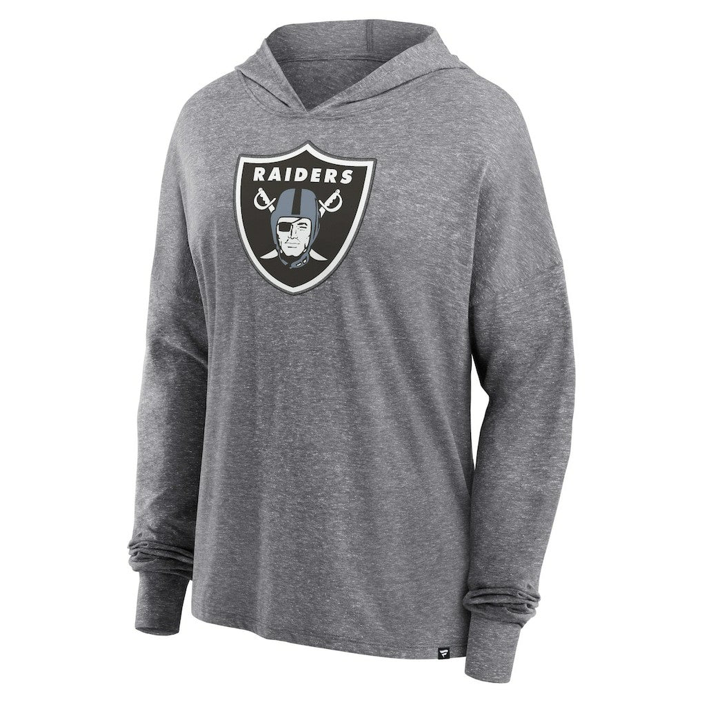 Las Vegas Raiders Women's Cozy Primary Pullover Hoodie Heather Gray | Fanatics