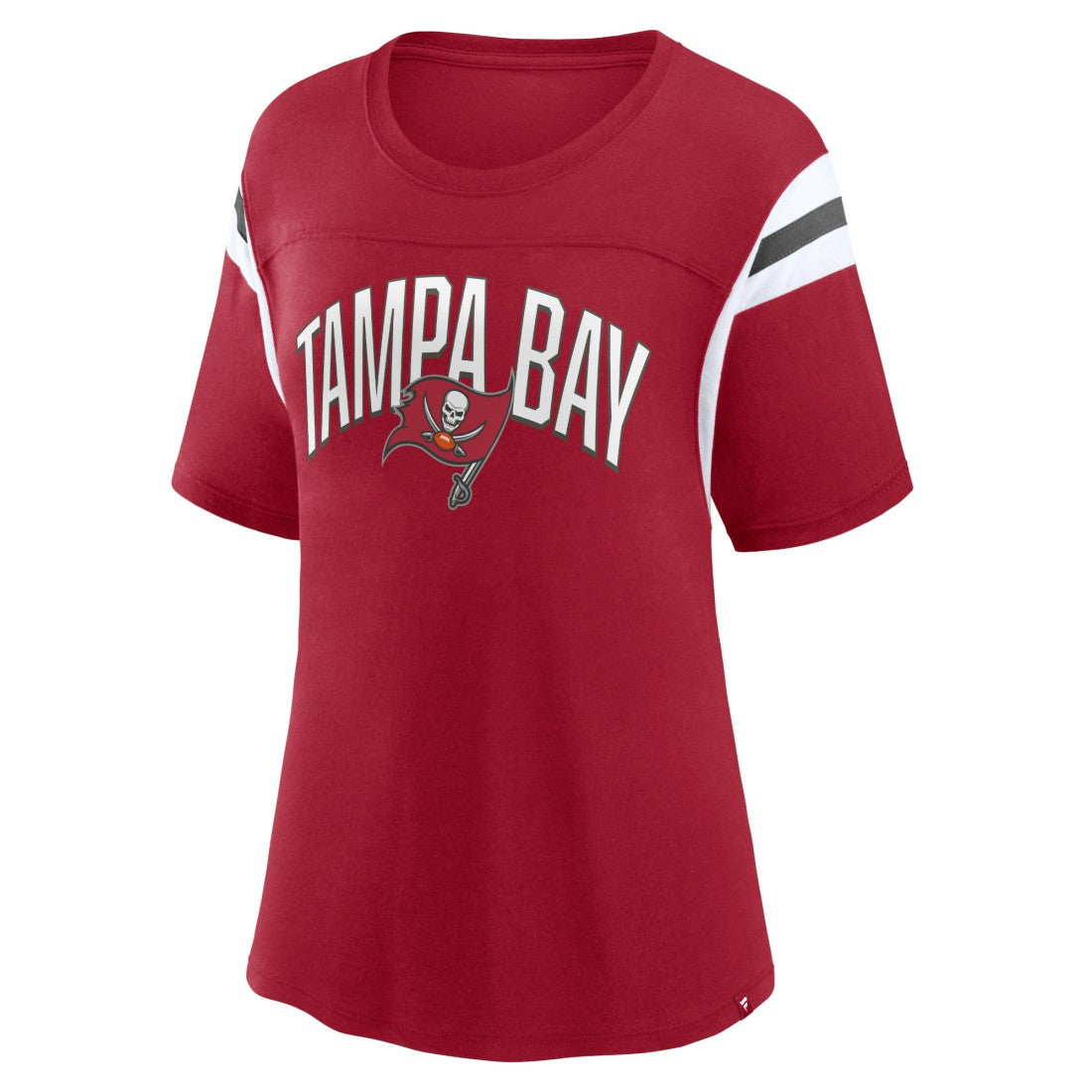 Tampa Bay Buccaneers Women's Earned Stripes T-Shirt Red | Fanatics