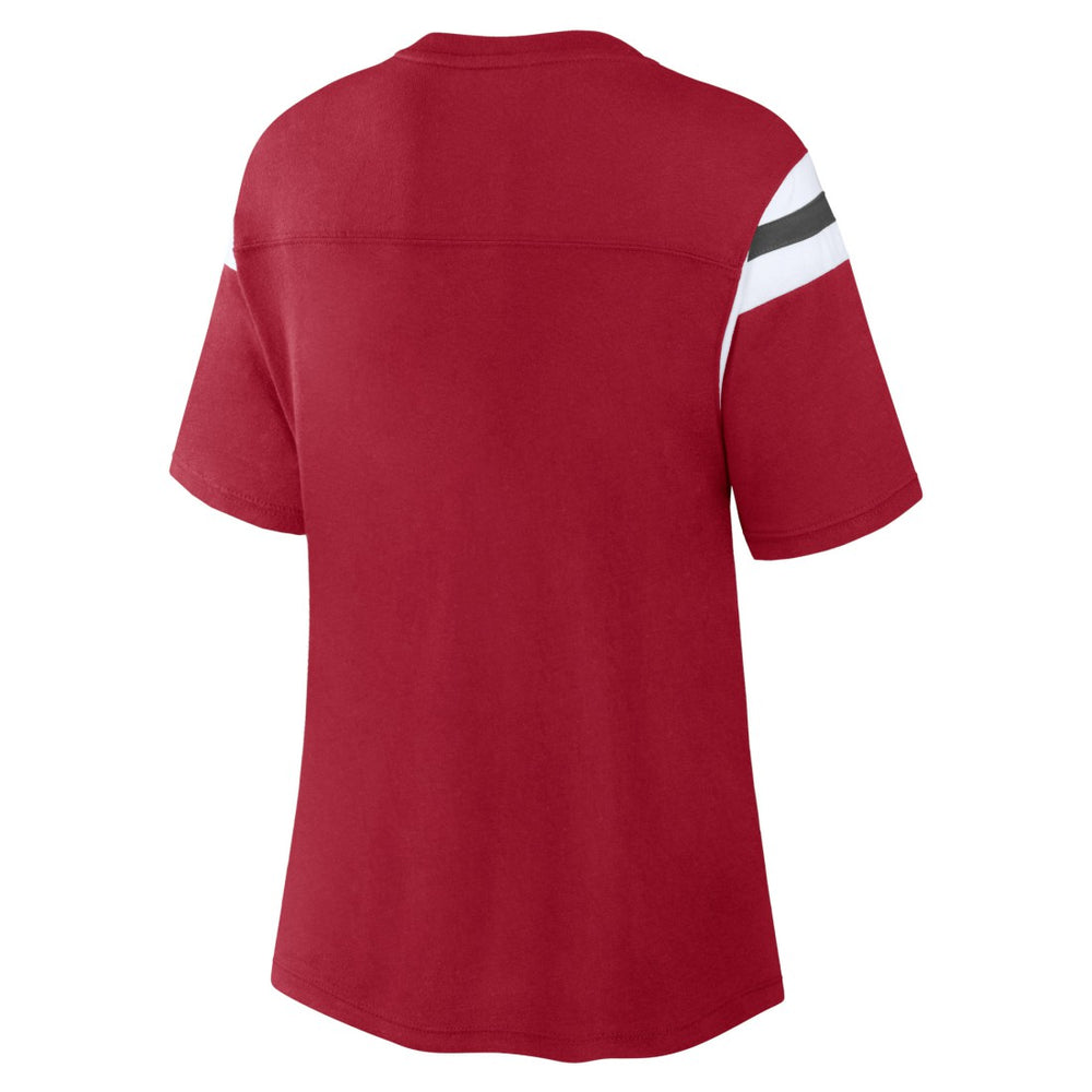 Tampa Bay Buccaneers Women's Earned Stripes T-Shirt Red | Fanatics