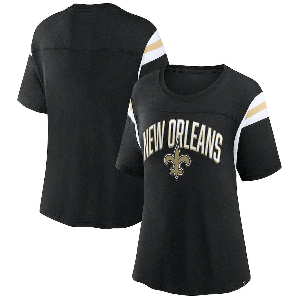 New Orleans Saints Women's Earned Stripes T-Shirt Black | Fanatics