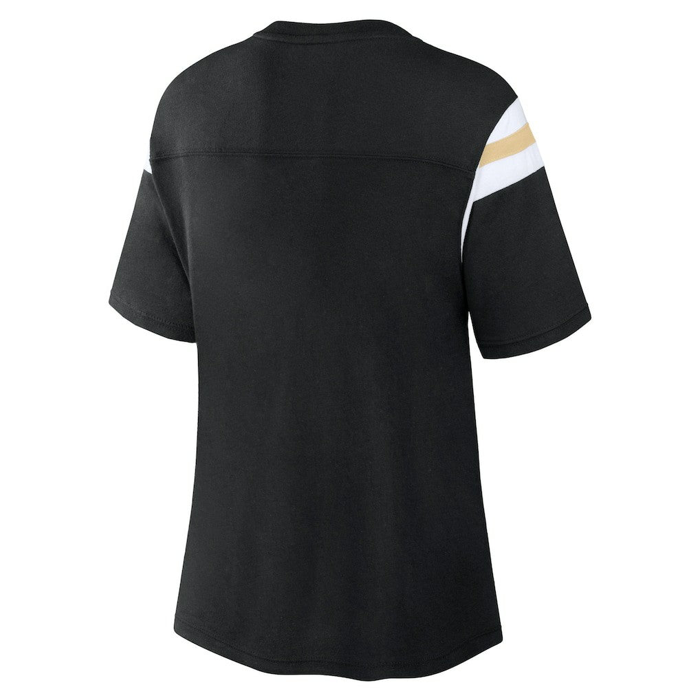 New Orleans Saints Women's Earned Stripes T-Shirt Black | Fanatics