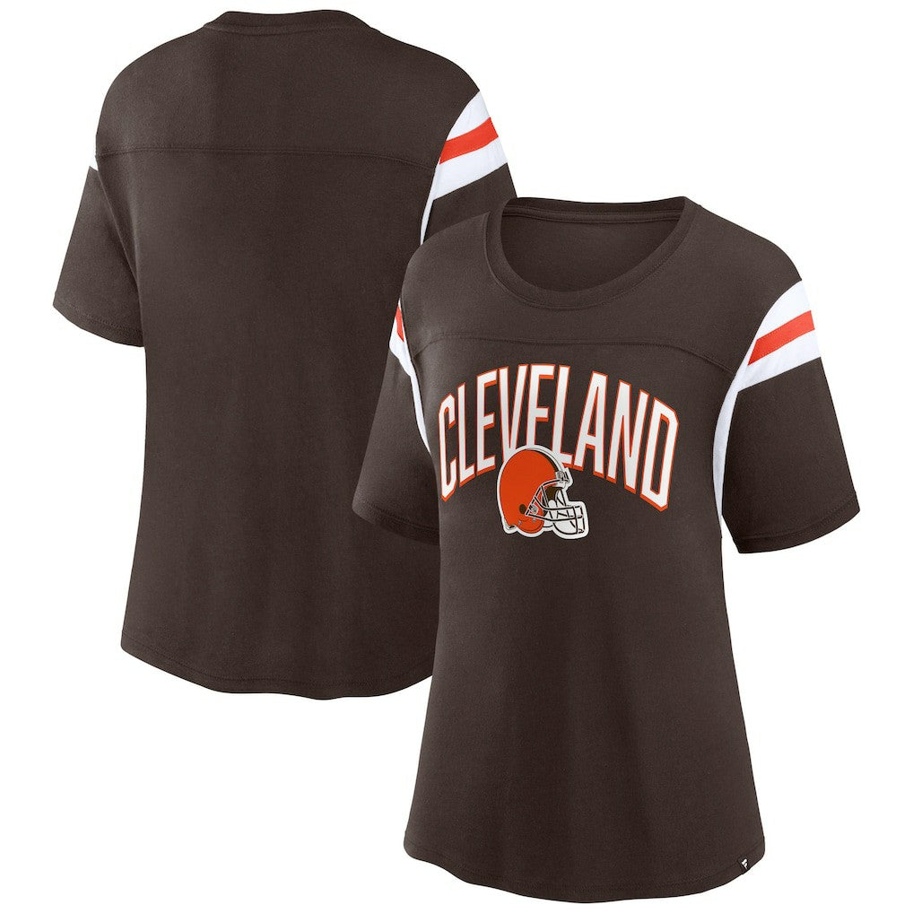 Cleveland Browns Women's Earned Stripes T-Shirt Brown | Fanatics
