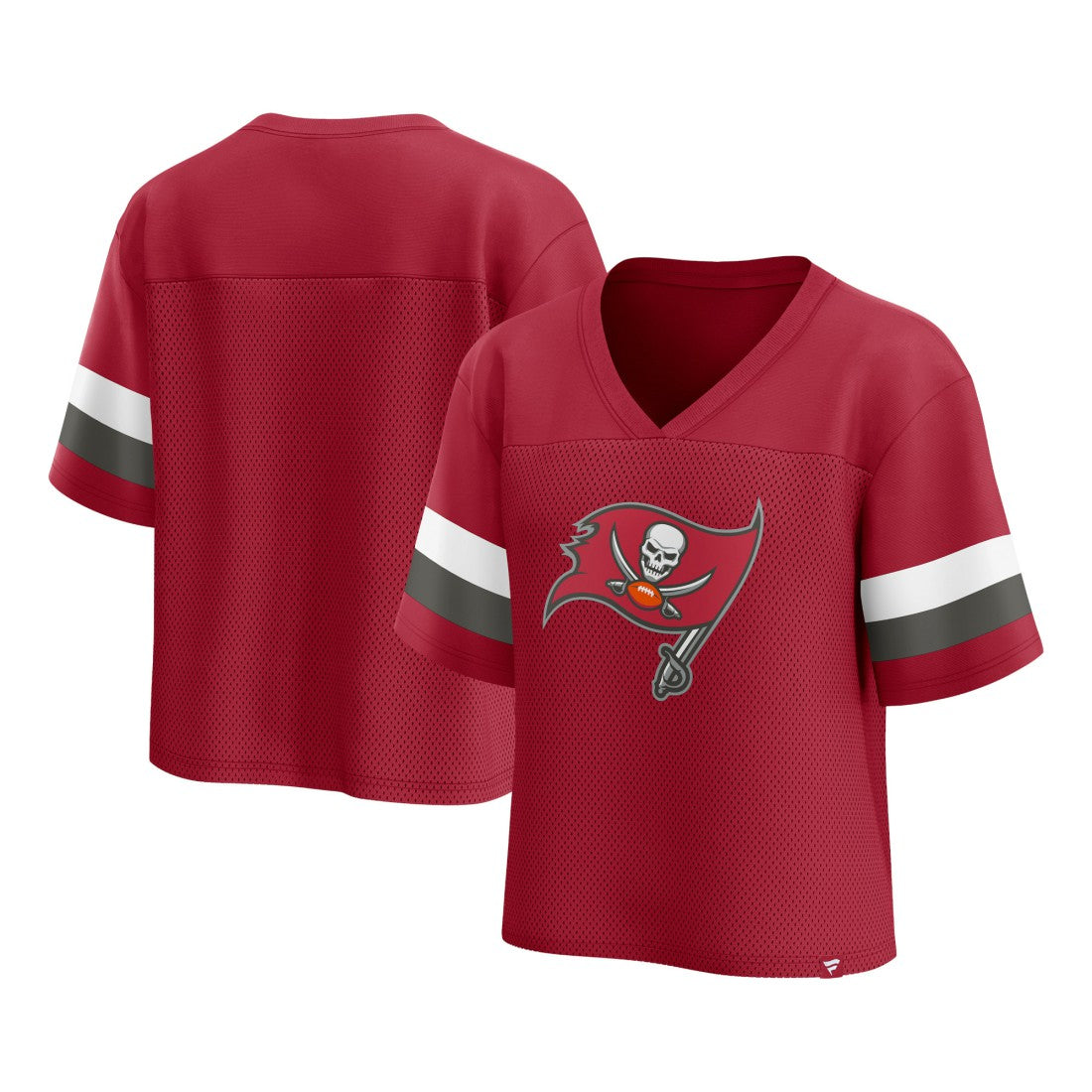 Tampa Bay Buccaneers Women's Established Jersey Cropped V-Neck T-Shirt Red | Fanatics