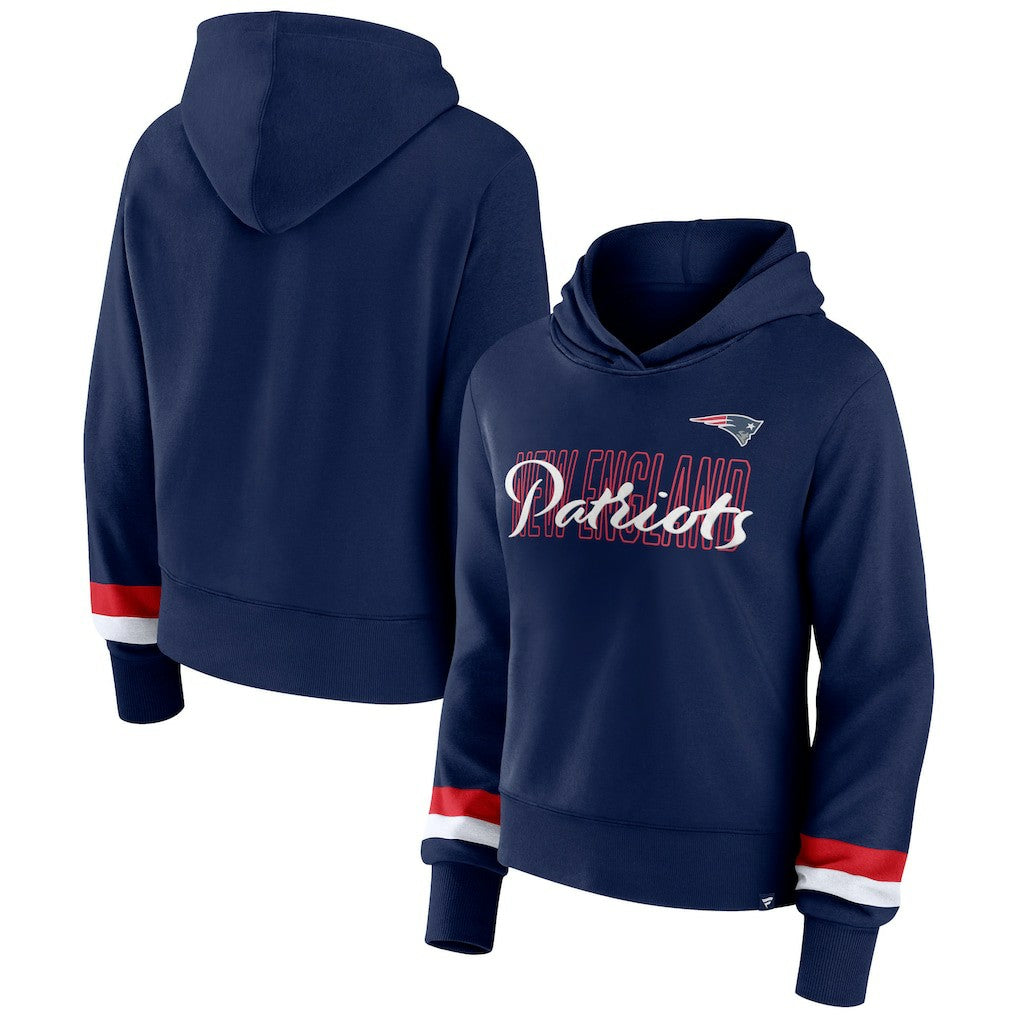 New England Patriots Women's Over Under Pullover Hoodie Navy | Fanatics