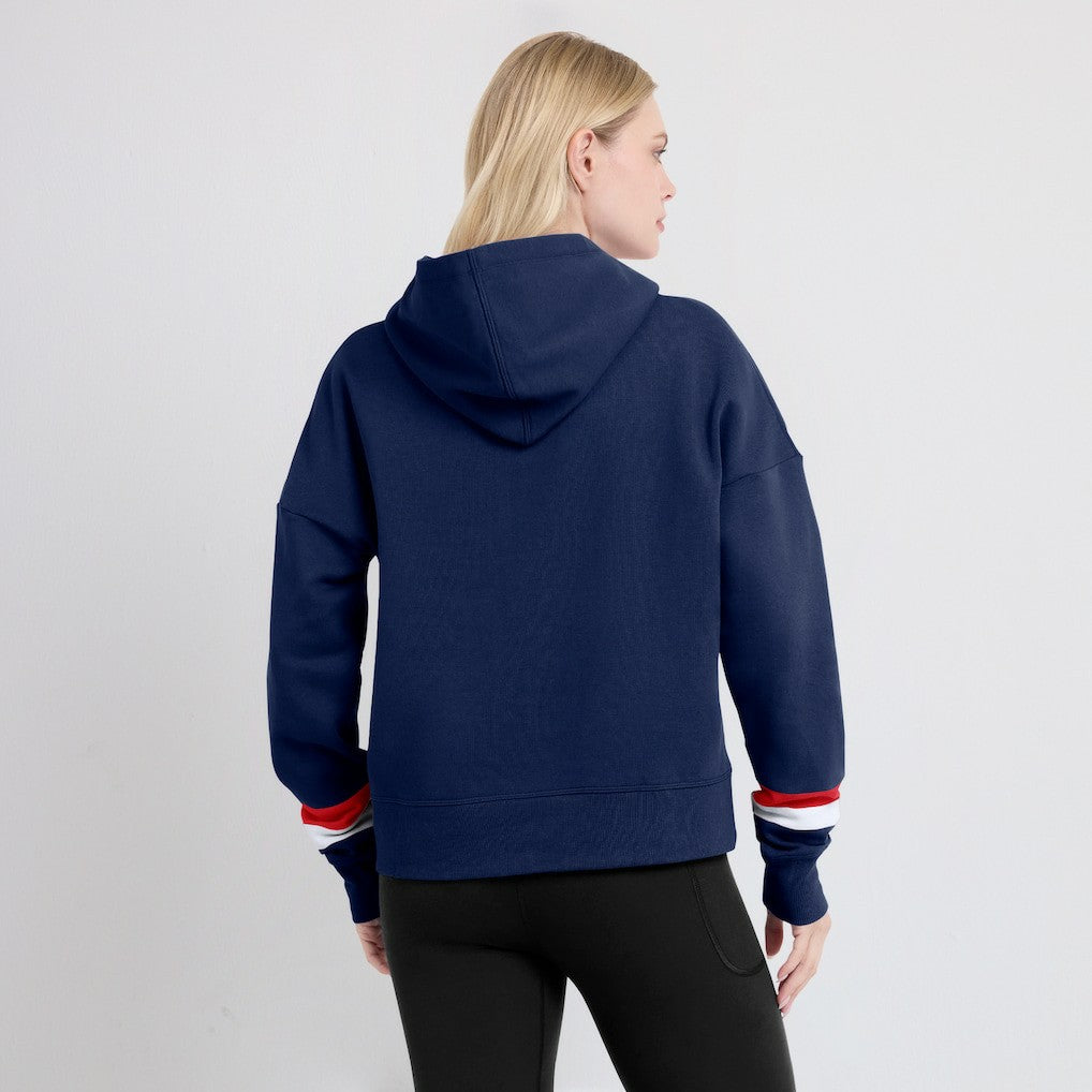 New England Patriots Women's Over Under Pullover Hoodie Navy | Fanatics