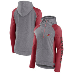 Arizona Cardinals Women's Blind Side Lightweight Full-Zip Hoodie Heather Gray/College Cardinal | Fanatics
