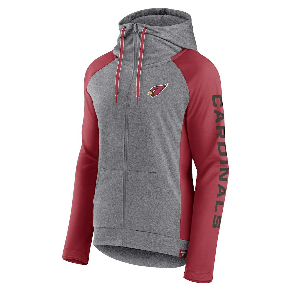 Arizona Cardinals Women's Blind Side Lightweight Full-Zip Hoodie Heather Gray/College Cardinal | Fanatics