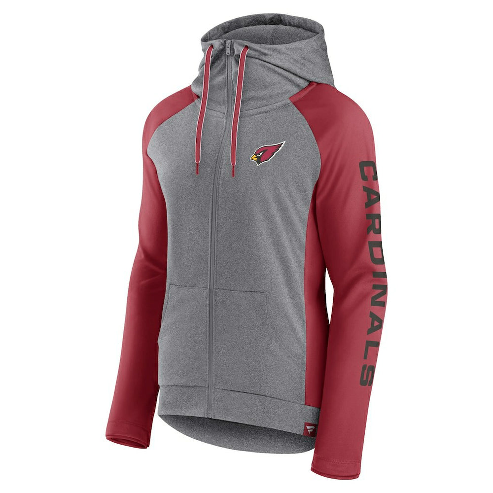 Arizona Cardinals Women's Blind Side Lightweight Full-Zip Hoodie Heather Gray/College Cardinal | Fanatics