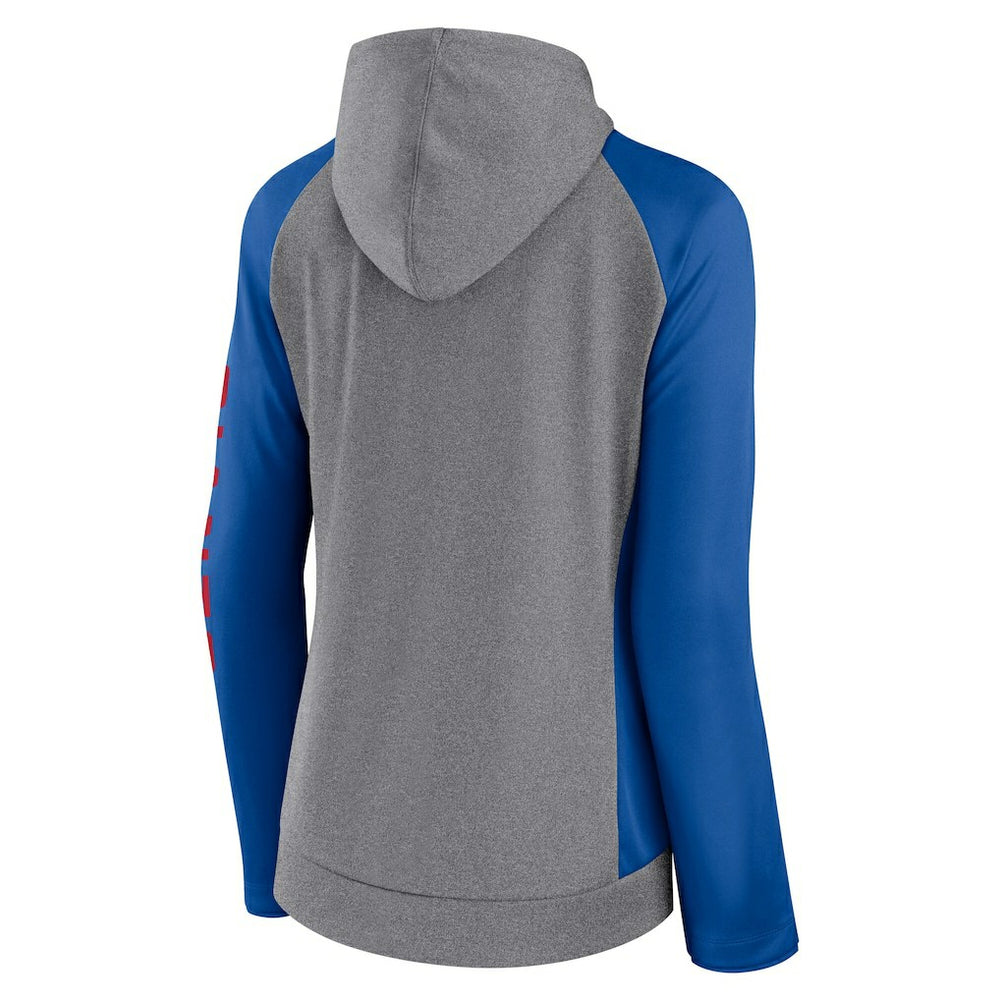 New York Giants Women's Blind Side Lightweight Full-Zip Hoodie Heather Gray/College Royal | Fanatics