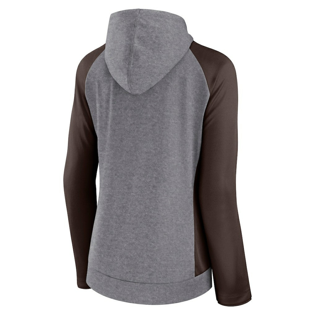 Cleveland Browns Women's Blind Side Lightweight Full-Zip Hoodie Heather Gray/College Brown | Fanatics