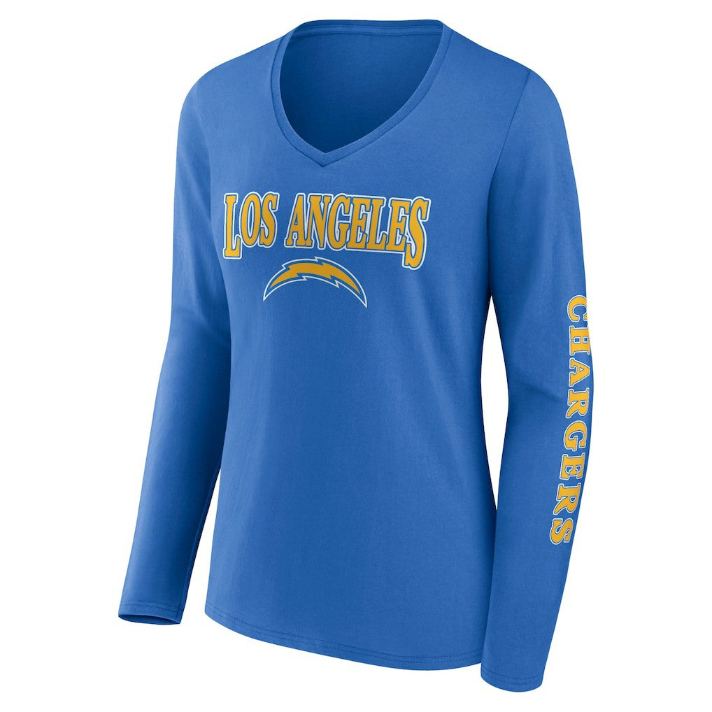 Los Angeles Chargers Women's Wordmark Long Sleeve V-Neck T-Shirt Powder Blue | Fanatics