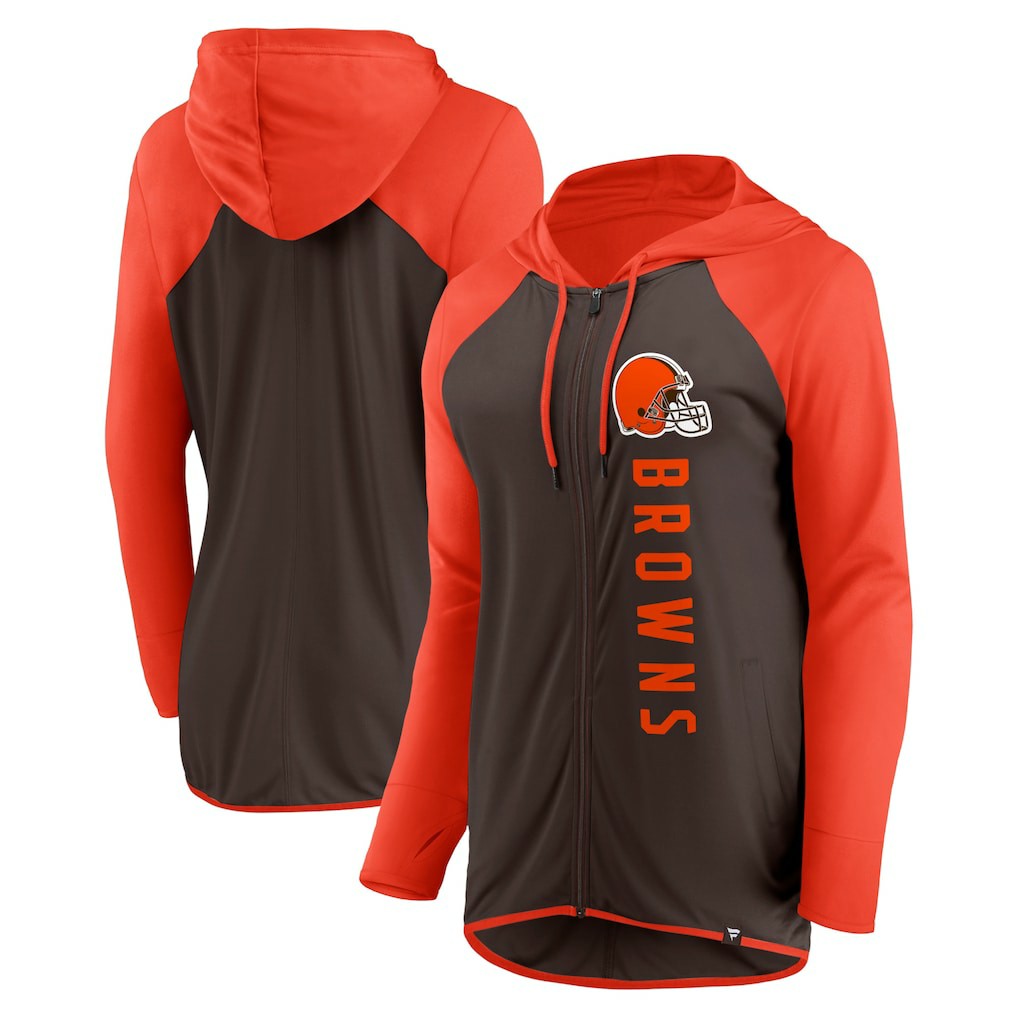 Cleveland Browns Women's Forever Fan Full-Zip Hoodie Brown/Orange | Fanatics
