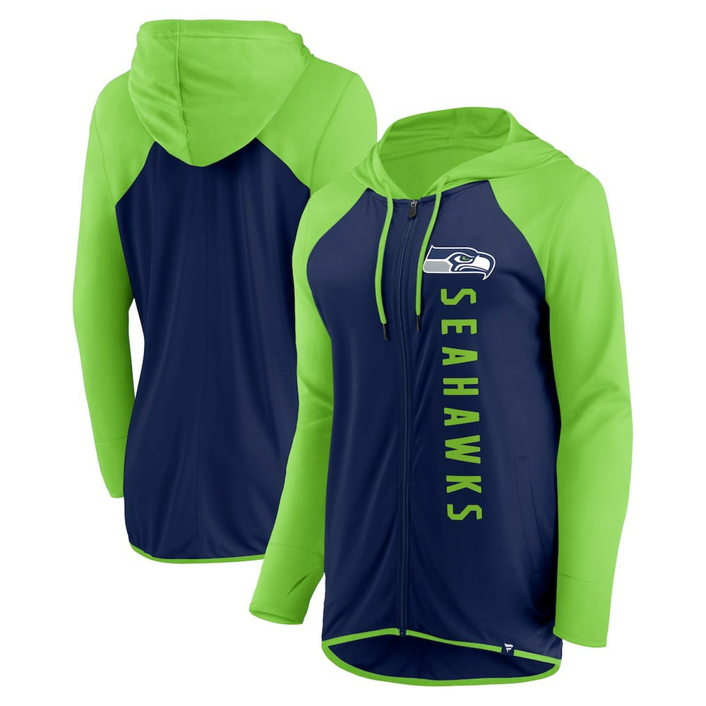 Seattle Seahawks Women's Forever Fan Full-Zip Hoodie College Navy/Neon Green | Fanatics