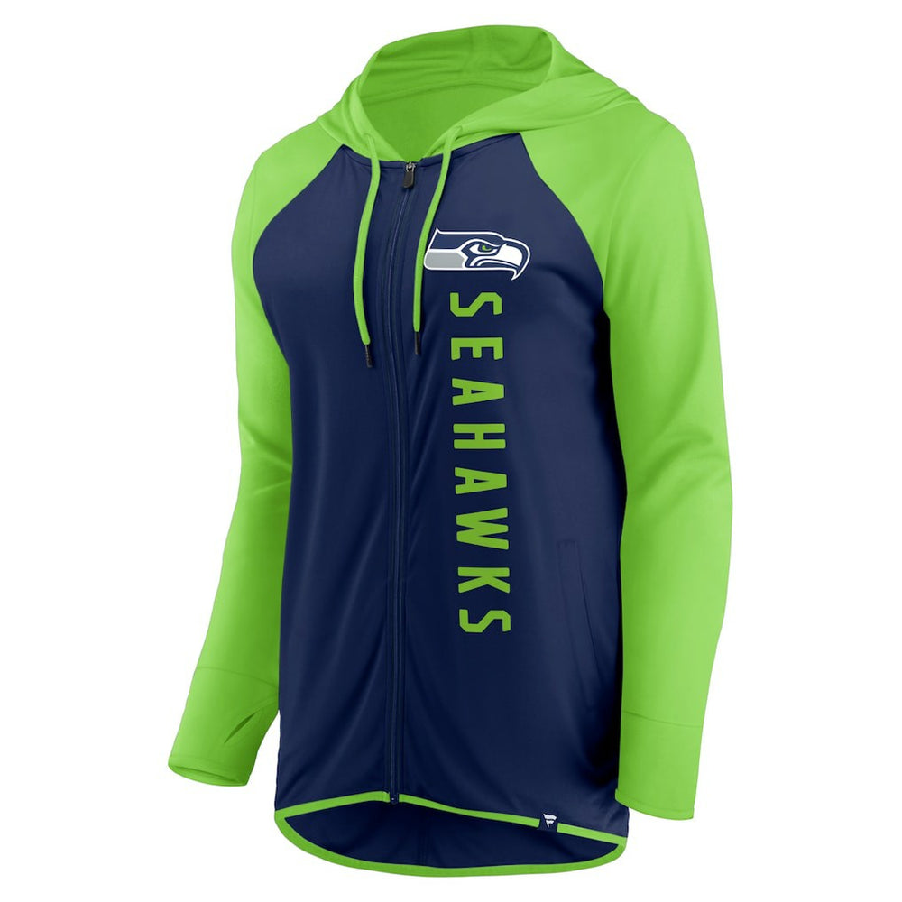Seattle Seahawks Women's Forever Fan Full-Zip Hoodie College Navy/Neon Green | Fanatics