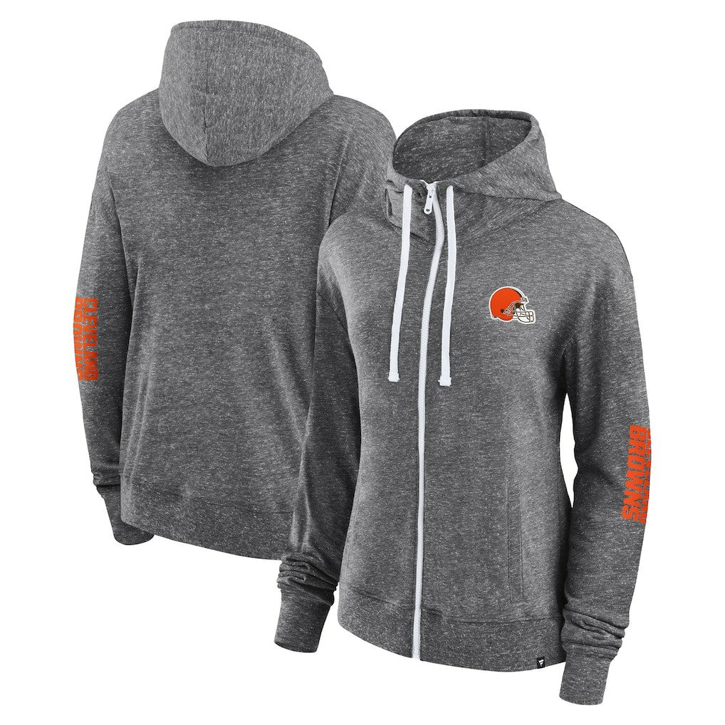 Cleveland Browns Women's Opening Coin Flip Lightweight Full-Zip Hoodie Heather Charcoal | Fanatics