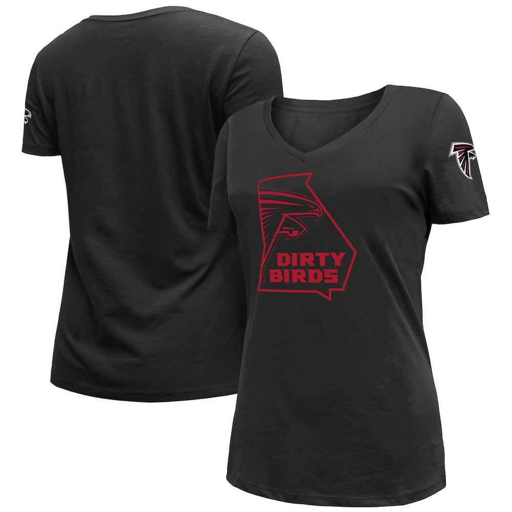 Atlanta Falcons New Era Women's Dirty Birds Kickoff V-Neck T-Shirt Black | NFL
