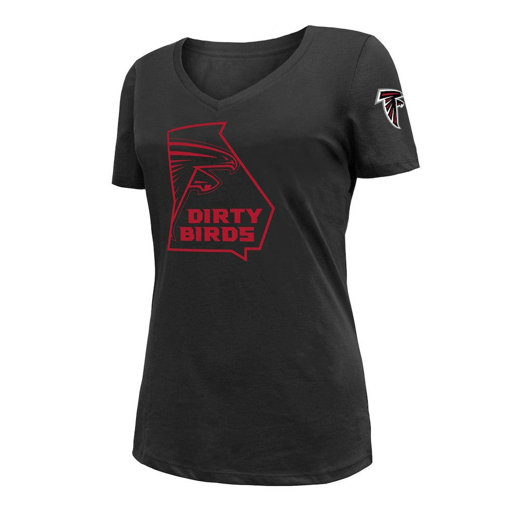 Atlanta Falcons New Era Women's Dirty Birds Kickoff V-Neck T-Shirt Black | NFL