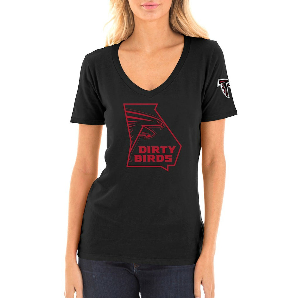 Atlanta Falcons New Era Women's Dirty Birds Kickoff V-Neck T-Shirt Black | NFL
