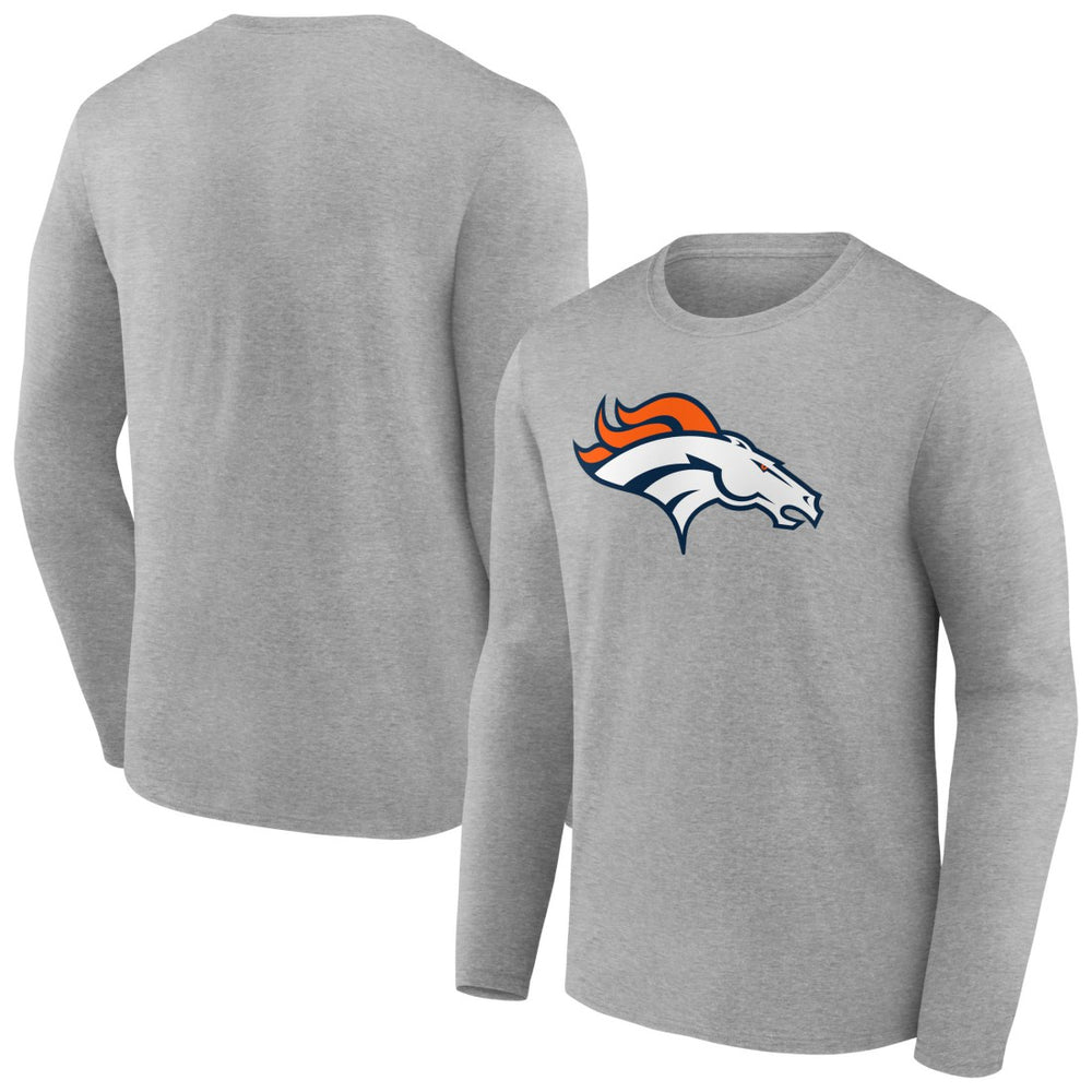 Denver Broncos Primary Team Logo Long Sleeve T-Shirt Heather Gray | NFL