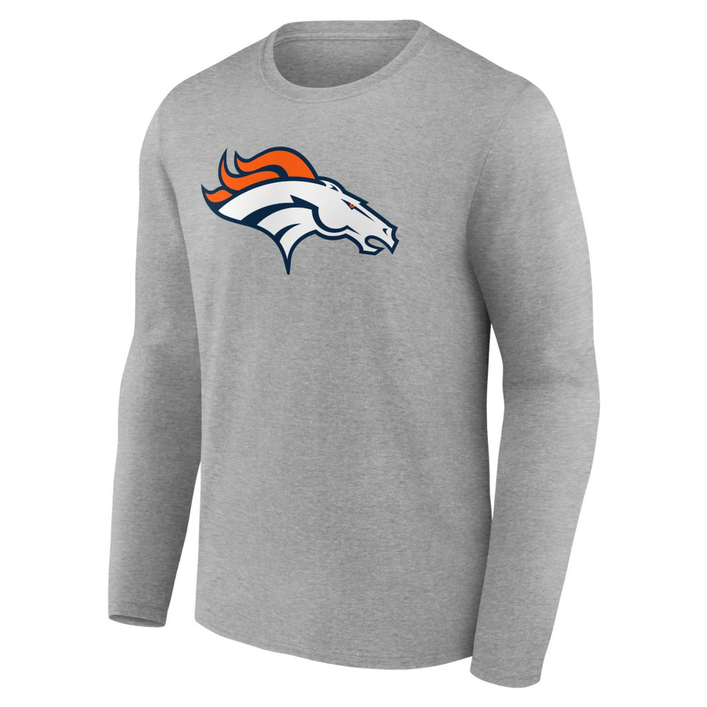 Denver Broncos Primary Team Logo Long Sleeve T-Shirt Heather Gray | NFL