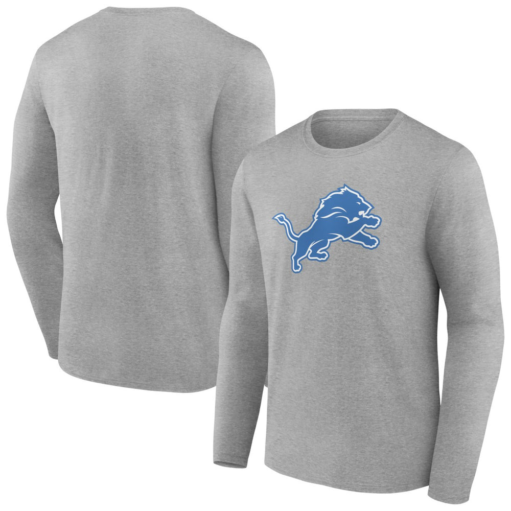 Detroit Lions Primary Team Logo Long Sleeve T-Shirt Heather Gray | NFL