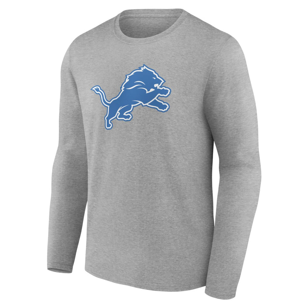 Detroit Lions Primary Team Logo Long Sleeve T-Shirt Heather Gray | NFL