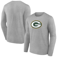 Green Bay Packers Primary Team Logo Long Sleeve T-Shirt Heather Gray | NFL