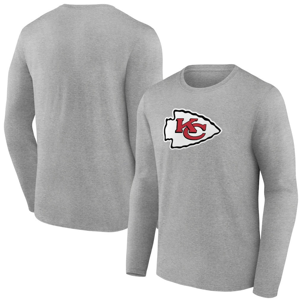 Kansas City Chiefs Primary Team Logo Long Sleeve T-Shirt Heather Gray | NFL