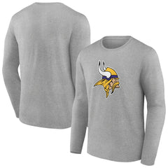 Minnesota Vikings Primary Team Logo Long Sleeve T-Shirt Heather Gray | NFL