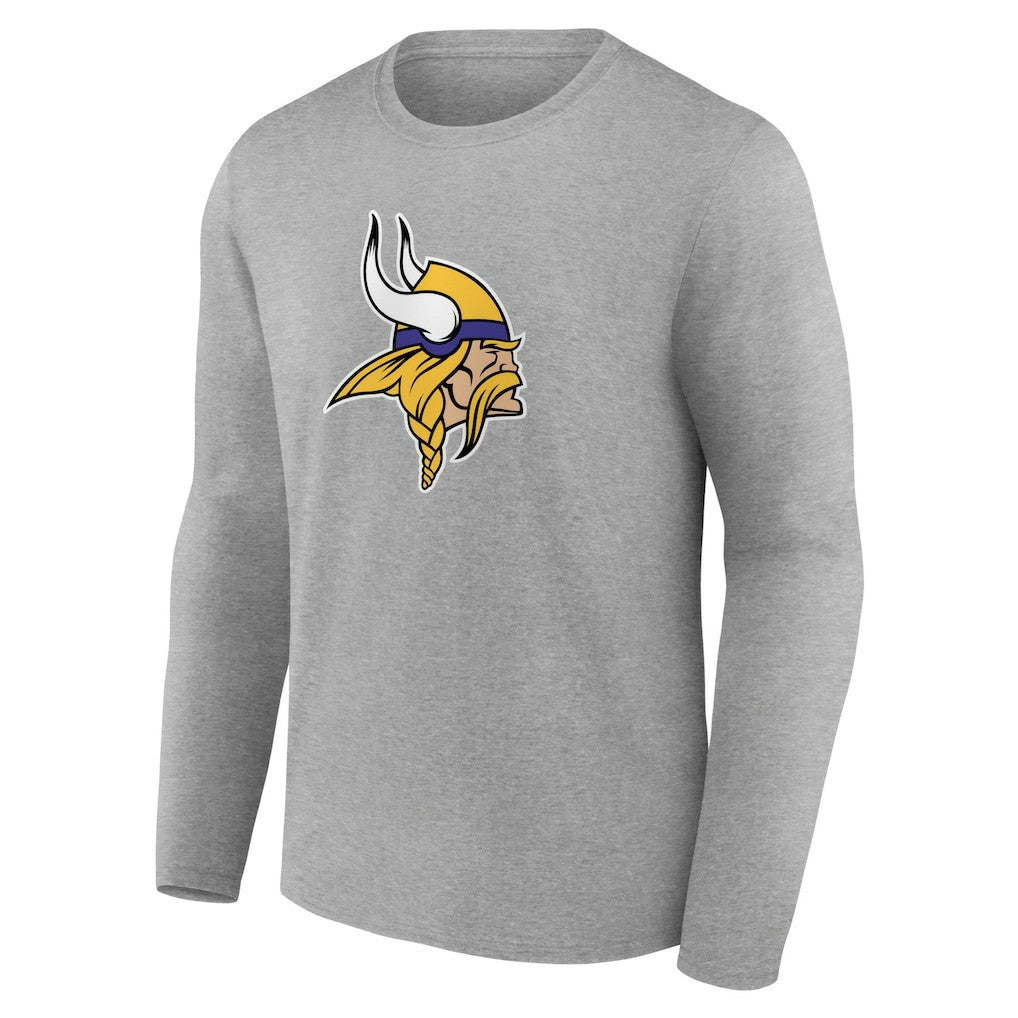 Minnesota Vikings Primary Team Logo Long Sleeve T-Shirt Heather Gray | NFL