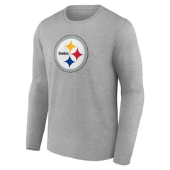 Pittsburgh Steelers Primary Team Logo Long Sleeve T-Shirt Heather Gray | NFL