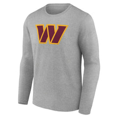 Washington Commanders Primary Team Logo Long Sleeve T-Shirt Heather Gray | NFL