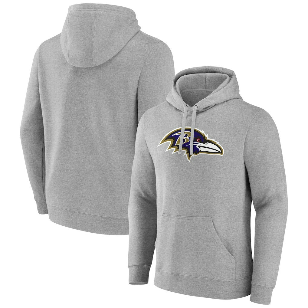 Baltimore Ravens Primary Team Logo Fitted Pullover Hoodie Heather Gray | NFL