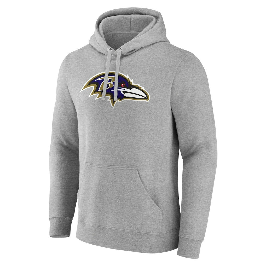 Baltimore Ravens Primary Team Logo Fitted Pullover Hoodie Heather Gray | NFL