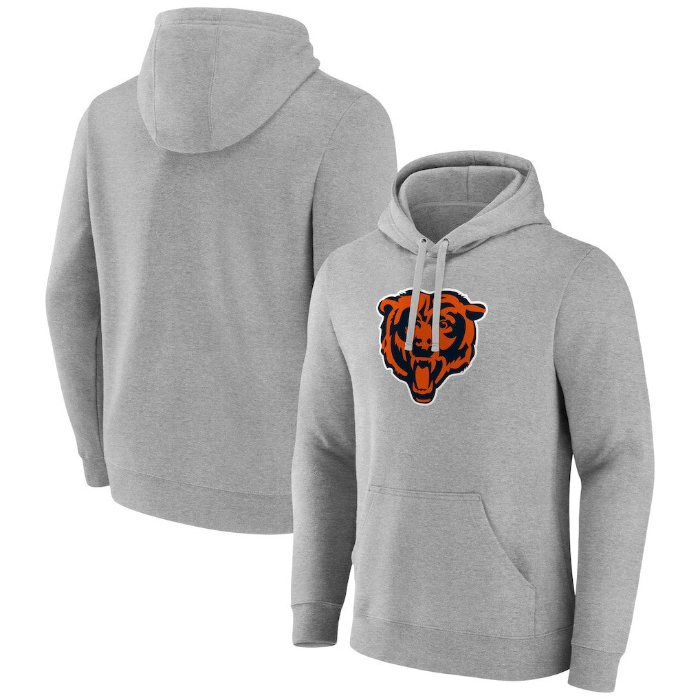 Chicago Bears Primary Team Logo Fitted Pullover Hoodie Heather Gray | NFL