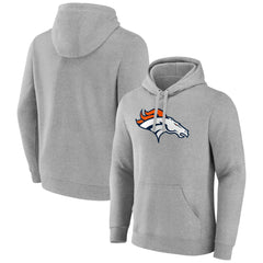Denver Broncos Primary Team Logo Fitted Pullover Hoodie Heather Gray | NFL