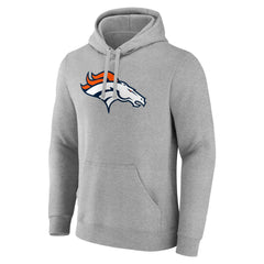 Denver Broncos Primary Team Logo Fitted Pullover Hoodie Heather Gray | NFL